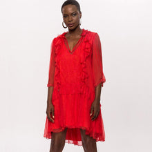 Load image into Gallery viewer, Silk &#39;Ruffled lace&#39; insert dress
