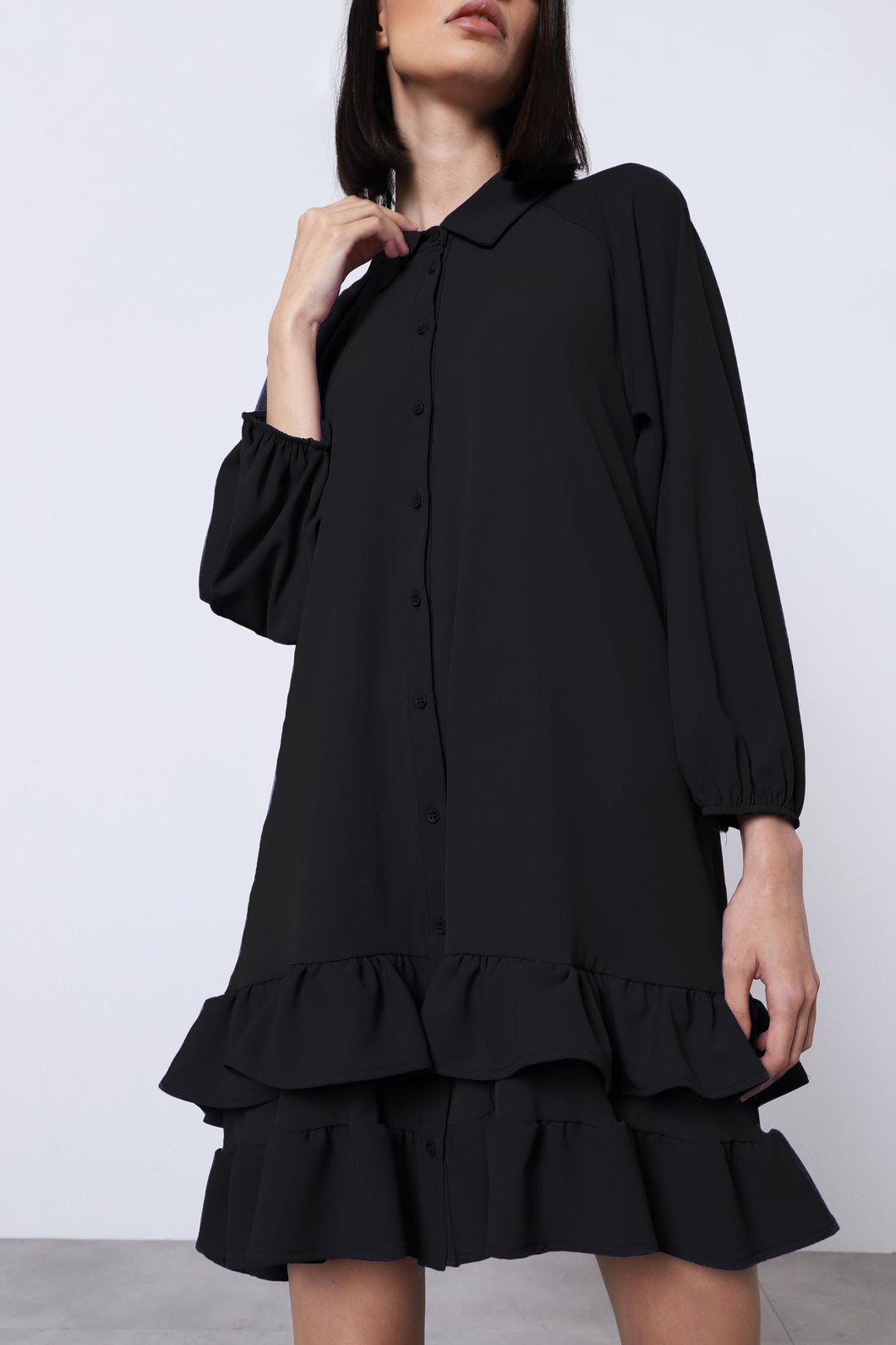 SHIRT-STYLE 'Ruffle Detailing' IMPERIAL Dress