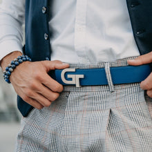 Load image into Gallery viewer, Apparel - Genuine Leather Belt Reversible  | Double Color (Blue/Black)
