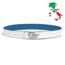 Load image into Gallery viewer, Apparel - Genuine Leather Belt Reversible  | Double Color (White/Blue)
