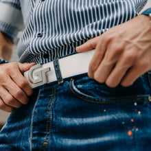 Load image into Gallery viewer, Apparel - Genuine Leather Belt Reversible  | Double Color (White/Blue)
