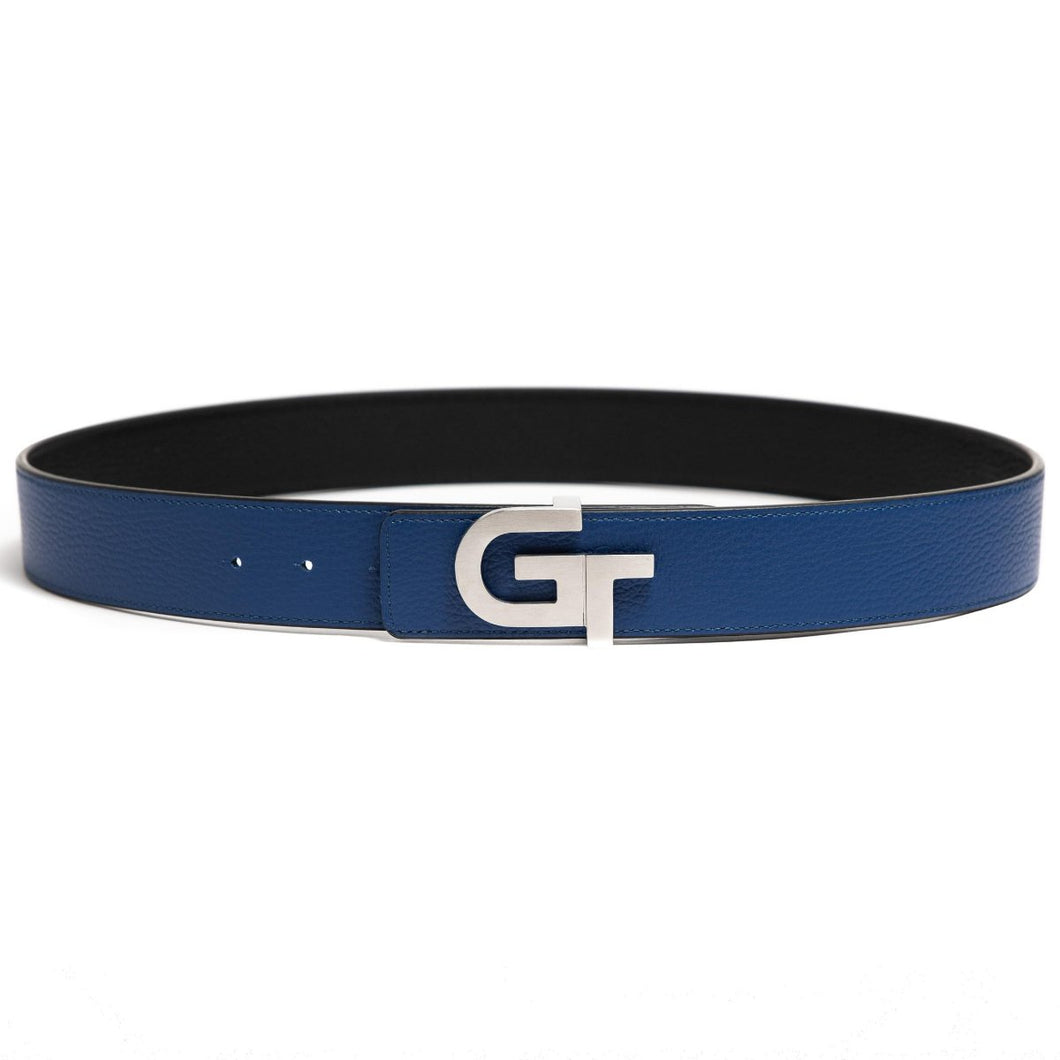 Apparel - Unisex Leather Belt Reversible  | Double Color (Blue/Black)