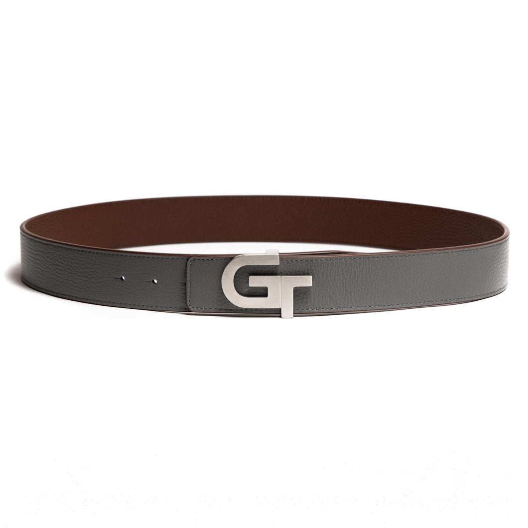 Apparel - Unisex Leather Belt Reversible | Double Color (Grey/Brown)