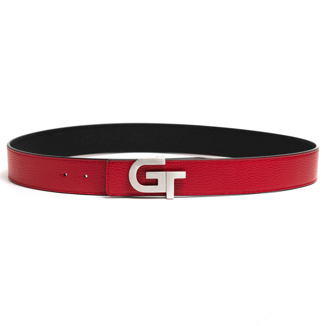 Apparel - Unisex Leather Belt Reversible  | Double Color (Red/Black)