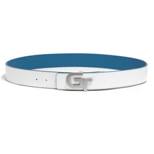 Load image into Gallery viewer, Apparel - Unisex Leather Belt Reversible  | Double Color (White/Blue)
