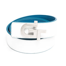 Load image into Gallery viewer, Apparel - Unisex Leather Belt Reversible  | Double Color (White/Blue)
